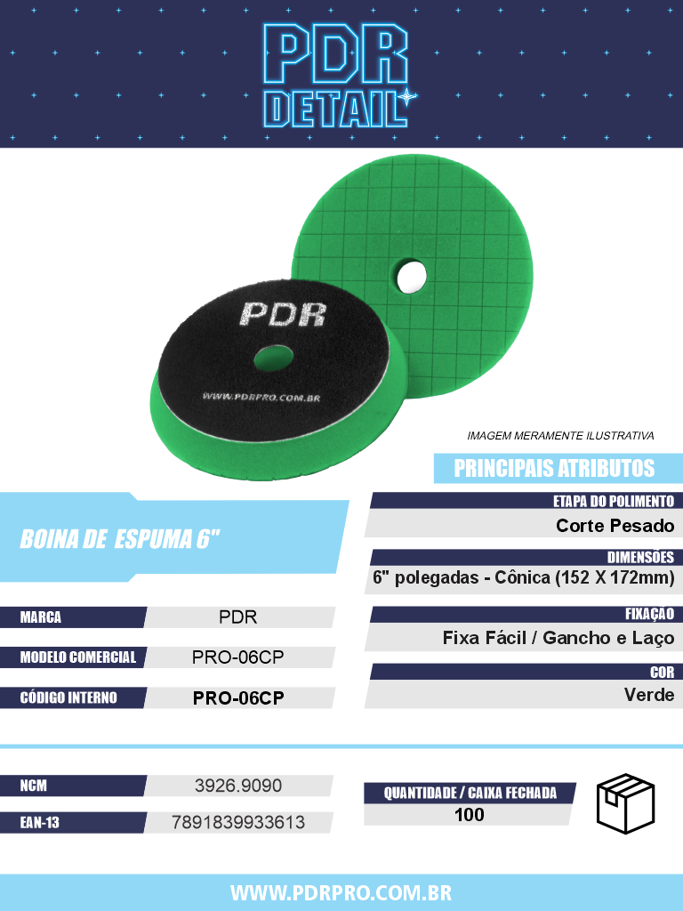 Boina de Espuma para Corte Pesado PRO-06CP — 6"