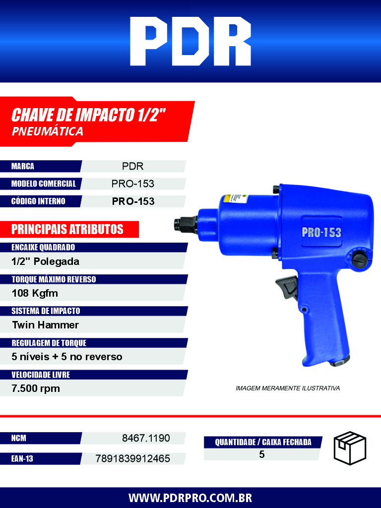 Chave de Impacto Pneumática PRO-153