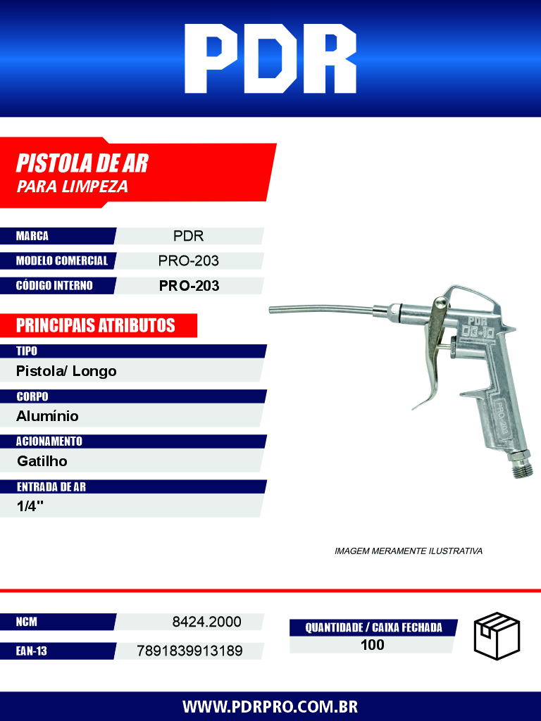 Pistola de Ar Pneumática PRO-203