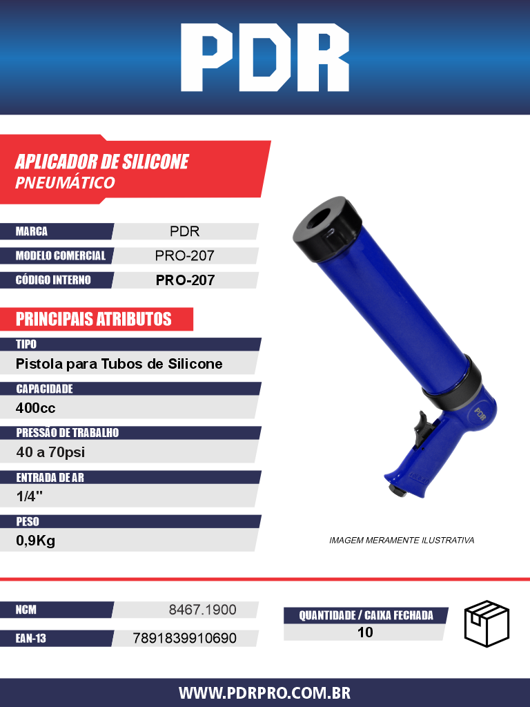 Aplicador de Silicone Pneumático (Calafetador) PRO-207