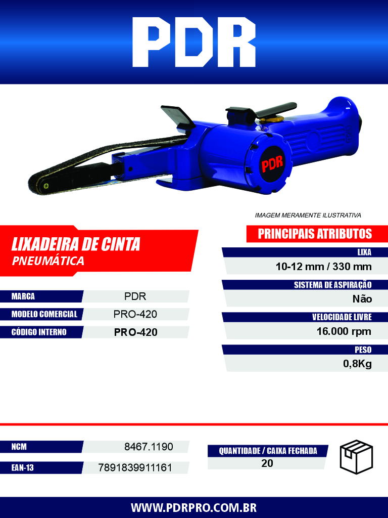 Lixadeira de Cinta Pneumática PRO-420