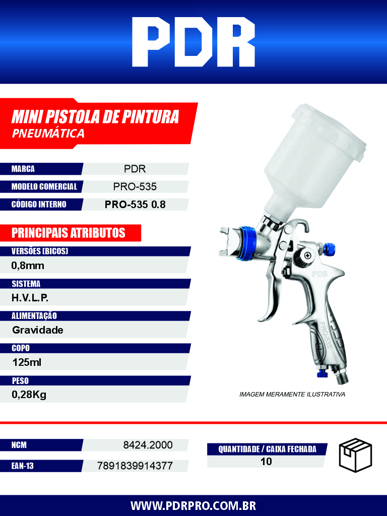 Pistola de Pintura Pneumática Mini PRO-535