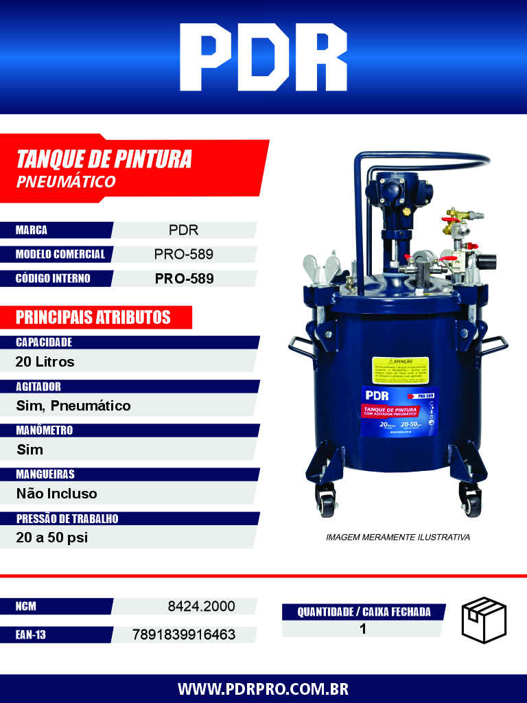 Tanque de Pintura Pneumático com Agitador PRO-589