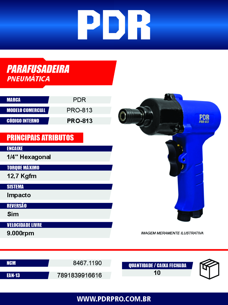 Parafusadeira Pneumática PRO-813 — Pistola