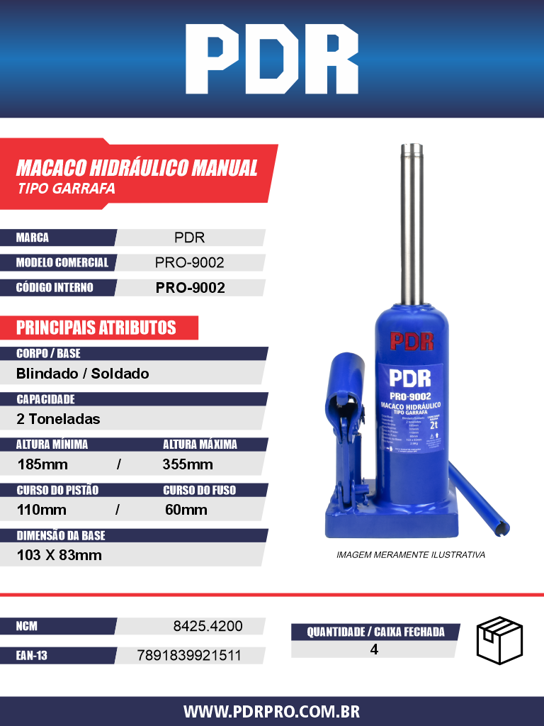 Macaco Hidráulico PRO-9002
