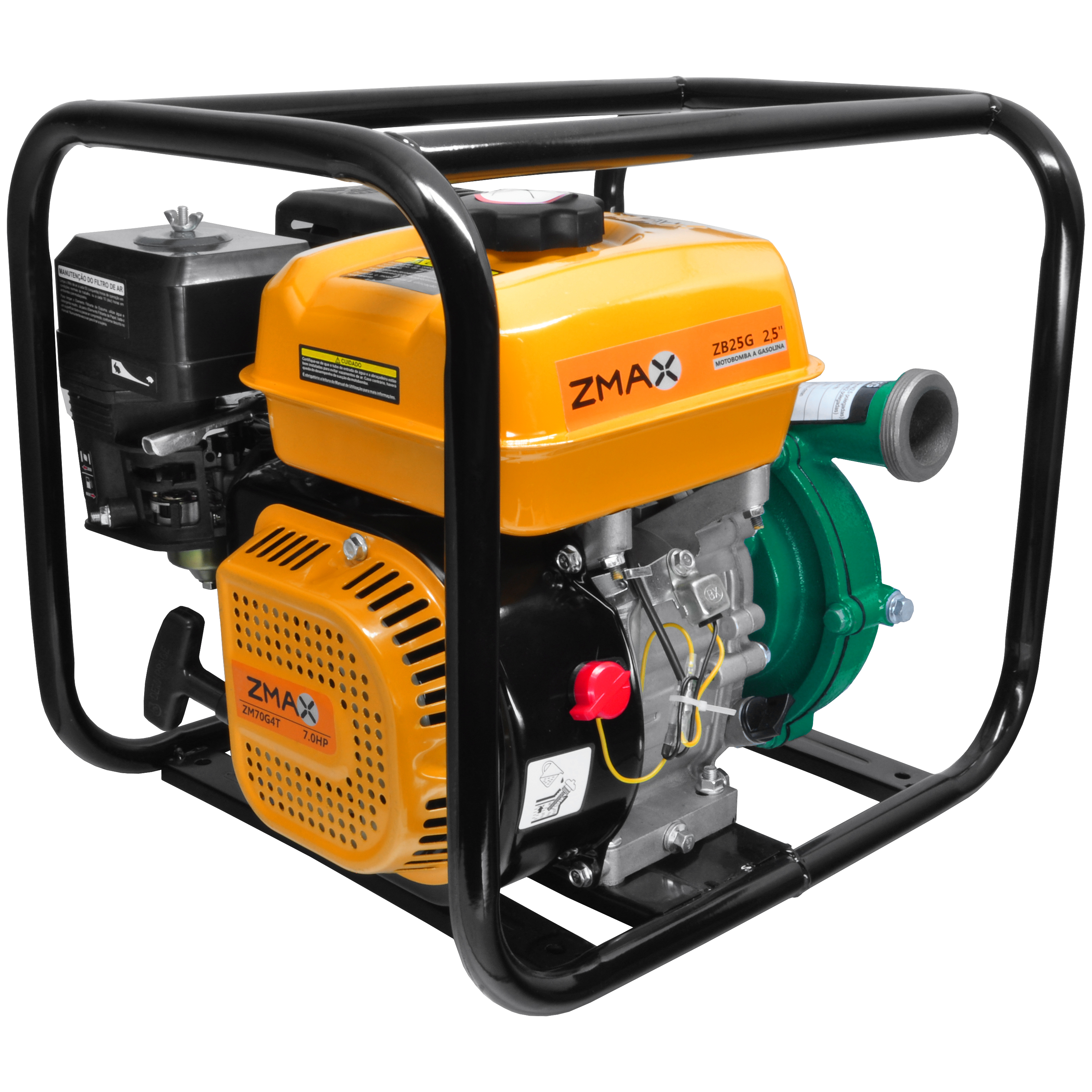 Motobomba a Gasolina ZB25G — Centrífuga, 7,0cv 4T, 2,5", 35 m³/h