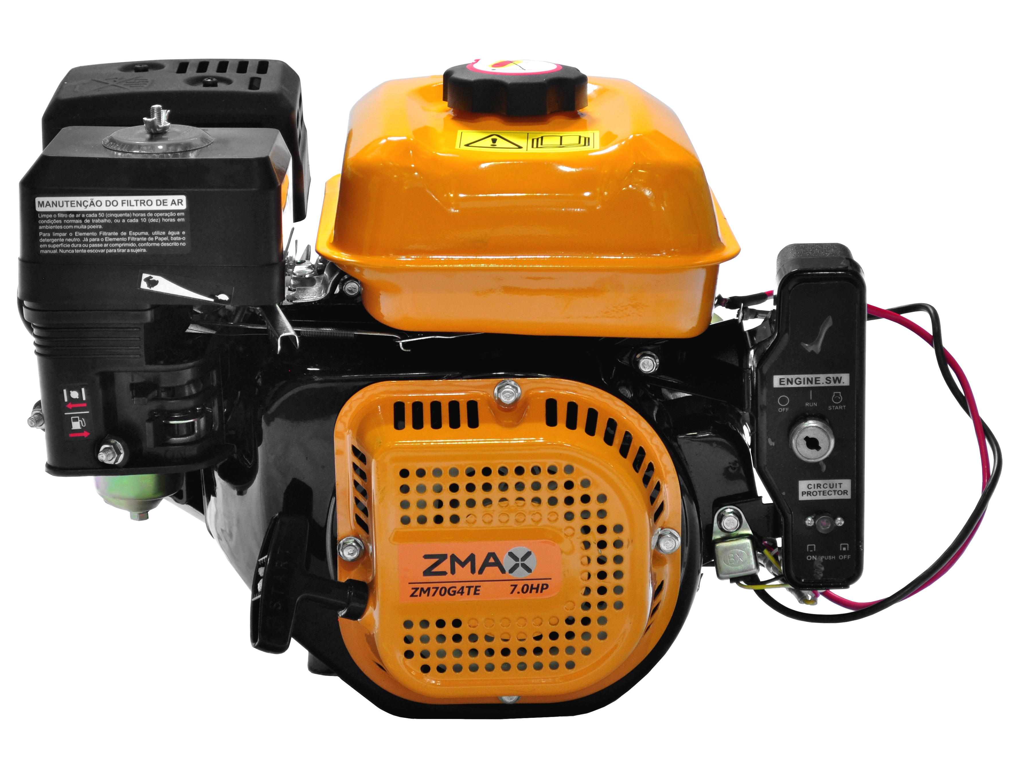Motor a Gasolina ZM70G4TE — 4T, 7,0cv, 212cc, partida elétrica e manual