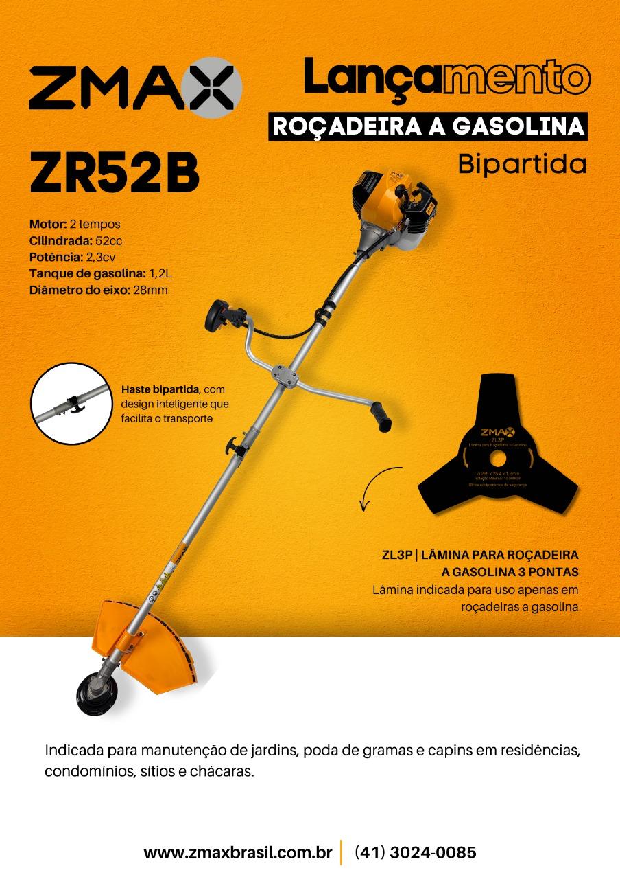 Roçadeira a Gasolina ZR52B — 2,3cv 2T, modelo costal/bag