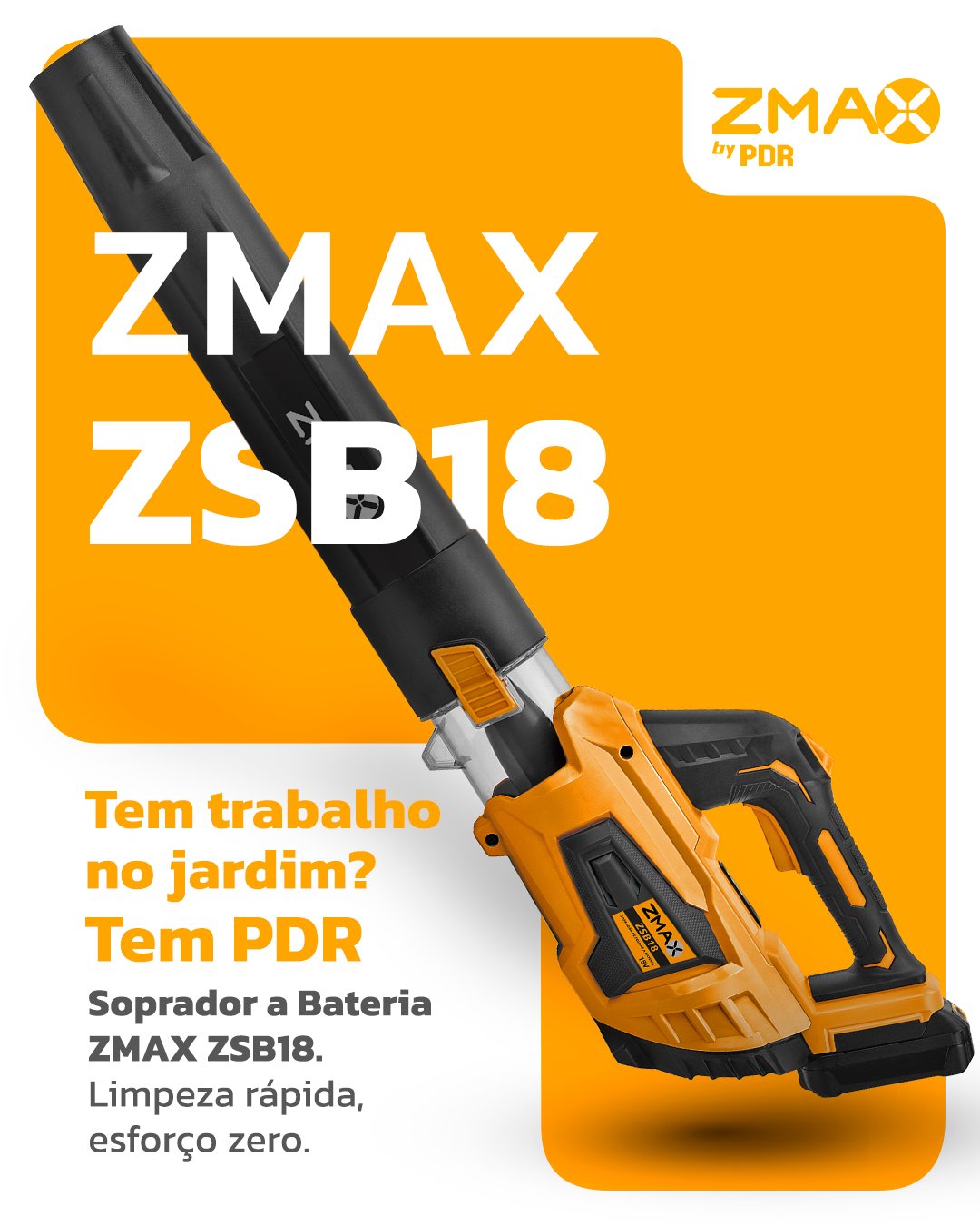 Soprador de Folhas a Bateria ZSB18 — 18V 4,0 Ah, 16.000 rpm, 160 km/h