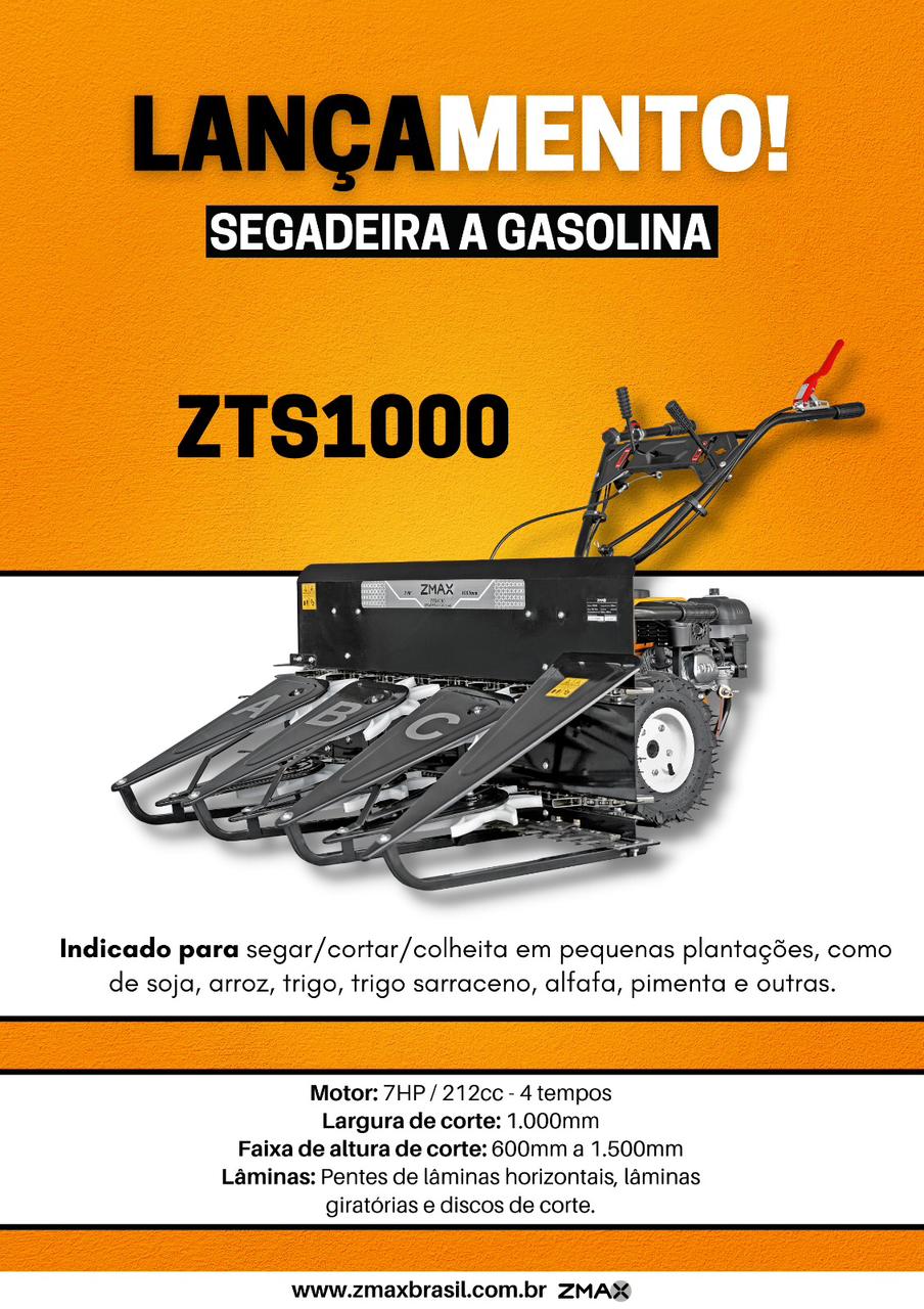 Segadeira a Gasolina ZTS1000 — 7cv 4T, corte 1m, altura 6-150cm